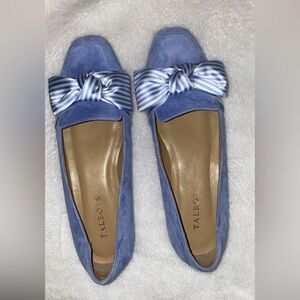 Talbots Periwinkle Loafers with Striped Bow